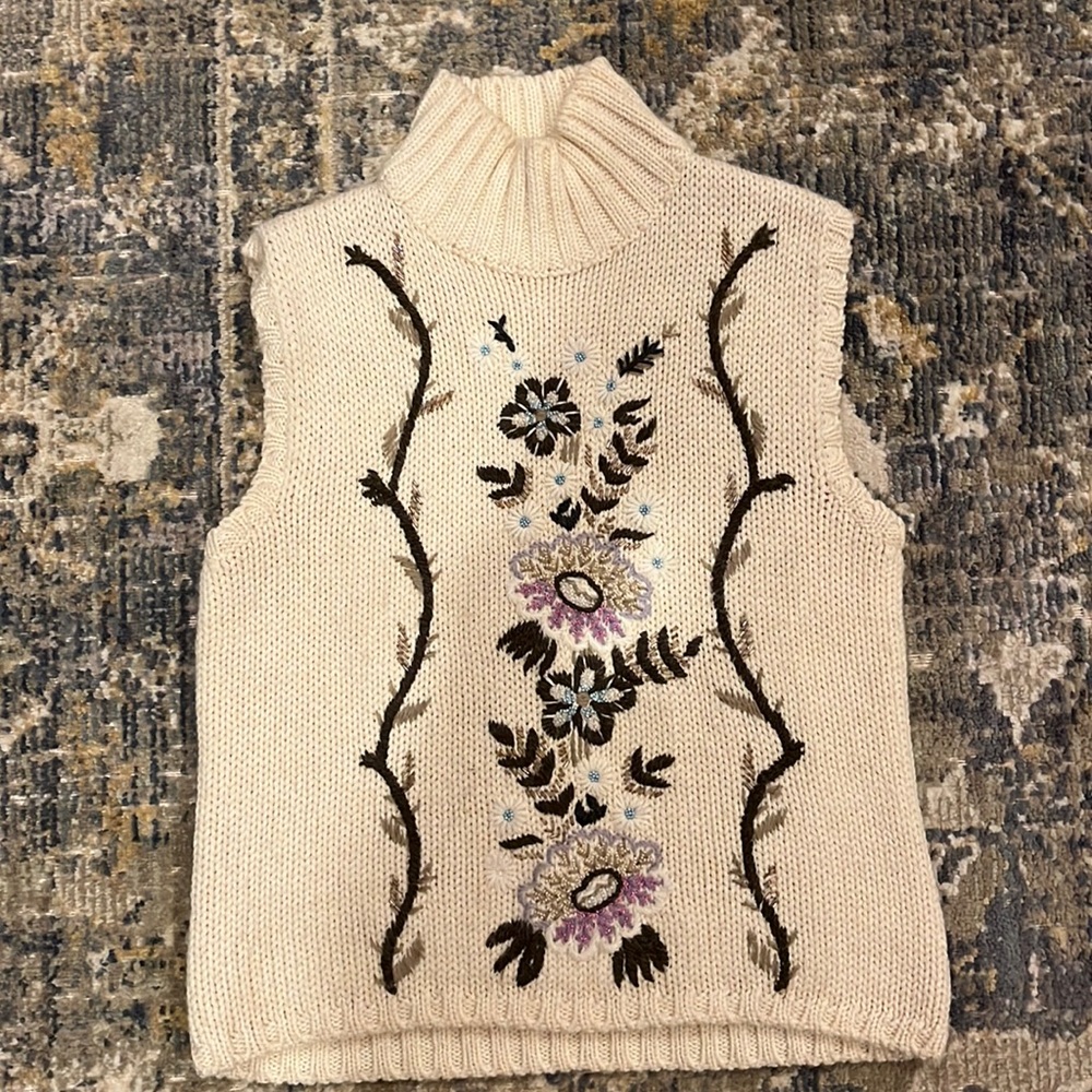 SportMax Embroidered Beaded Sleeveless Sweater SZ M